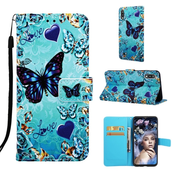 Samsung Galaxy A10 wallet case cover green butterfly