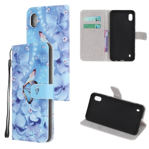 Samsung Galaxy A10 wallet case cover blue butterfly