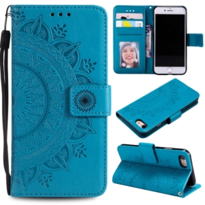 iPhone 7 8 se 2020 wallet case cover Teal Mandala flower