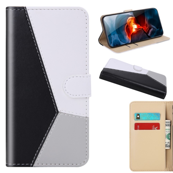 Patchwork wallet case cover for iphone 7 8 SE 2020 black