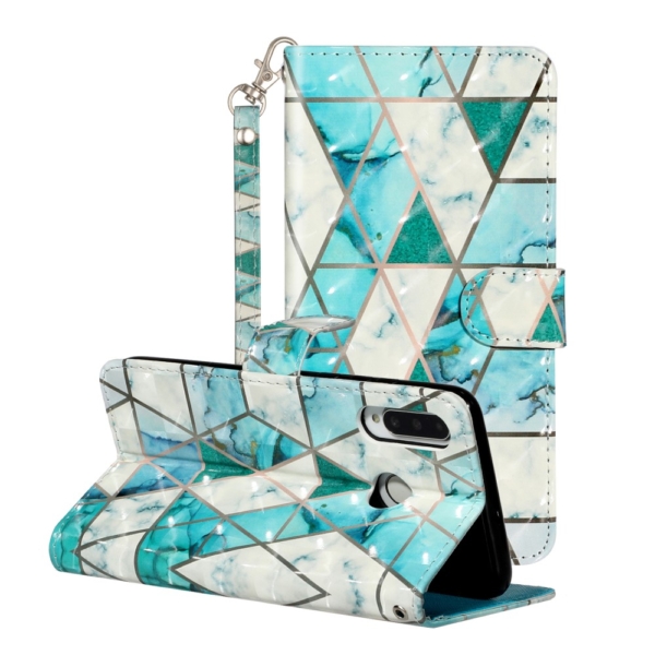 Huawei P30 lite wallet case cover geometric marble turquoise