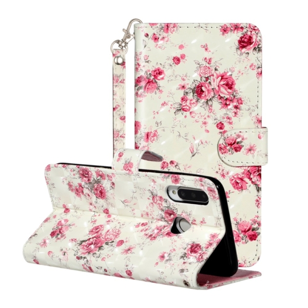 Huawei P30 lite wallet case cover pink flowers