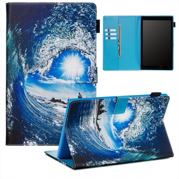 Wallet Stand Protective Tablet Case for Amazon Fire HD 10 (2015) (2017) - Wave