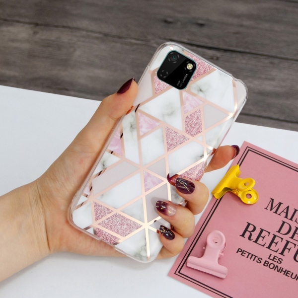 decoratve back cover for huawei Y5P pink marble